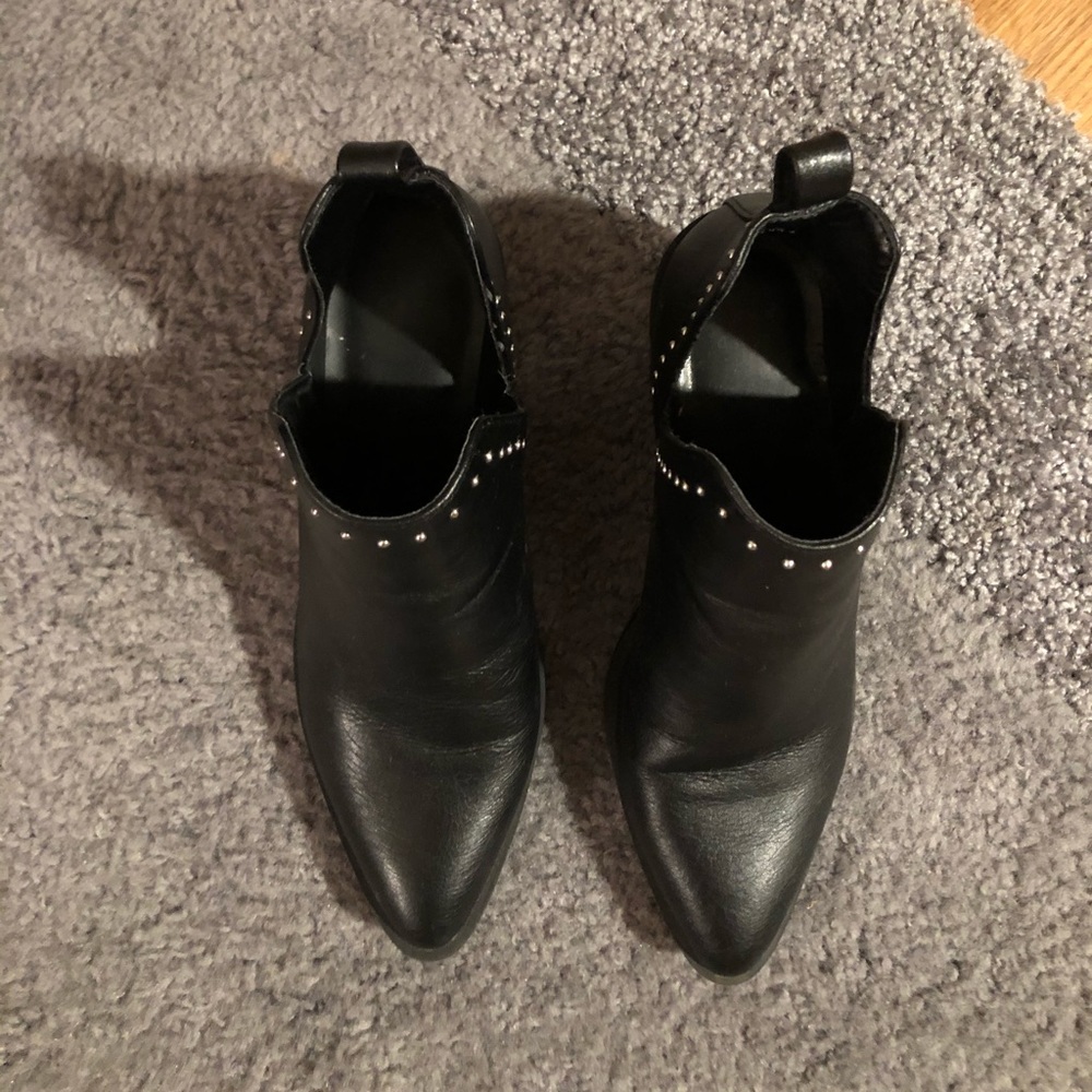 Black Studded Pointed Toe Booties